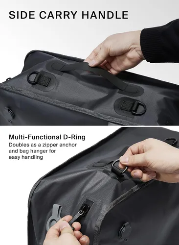Vista 8 de Black Voyage - Bolsa de viaje reutilizable de compresión al vacío para maleta de mano y mochila, reciclada, impermeable IP67, ahorro de espacio Gris