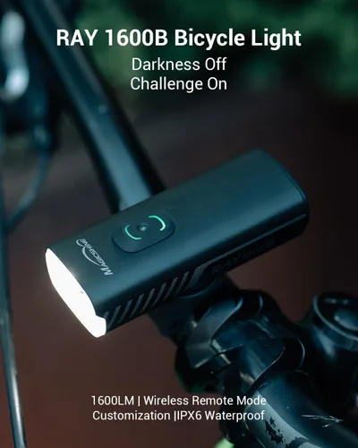 Vista 2 de MagicShine Luz de bicicleta RAY 1600B/RAY 2600B, USB-C carga rápida IPX6 impermeable, equipada con dos faros LED de alta potencia para bicicleta