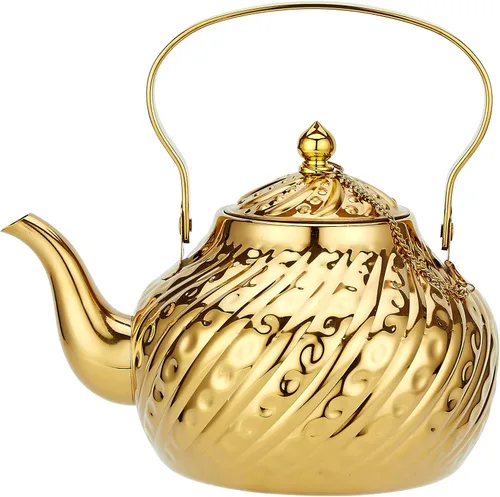 Vista 13 de SANQIAHOME Tetera antigua de acero inoxidable de 1.2L (40Oz) con infusor de cobre