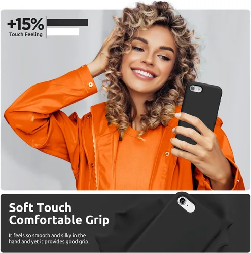 Vista 6 de Surphy - Carcasa de silicona compatible con iPhone SE 2020, iPhone 8, iPhone 7, funda de silicona líquida (con forro de microfibra) para iPhone 7