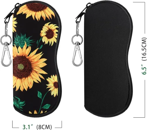 Vista 6 de MoKo Estuche suave para lentes de sol, paquete de 2, estuche de neopreno portátil ultraligero con cremallera para gafas, caja de seguridad