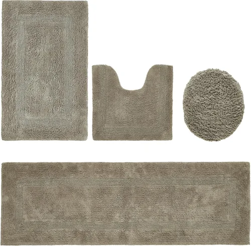 Vista 556 de Better Trends - Juego de 2 alfombras de baño 100% algodón, extra suaves, con borlas, de 17" x 24", alfombra de baño superabsorbente y reversible