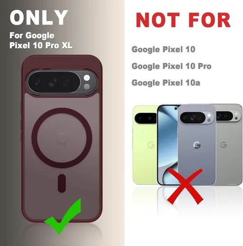 Vista 639 de Funda para Google Pixel 10 Pro XL, cubierta magnética mate, color negro Fit for MagSafe, Screen Protector included, Shockproof Military Grade