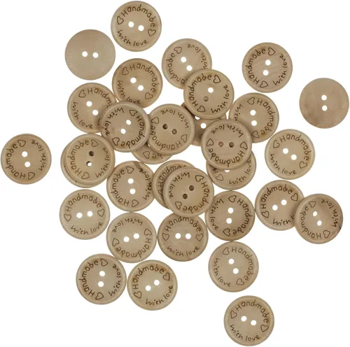 Vista 8 de 150 botones de madera hechos a mano para manualidades de 3/5 3/4 1 pulgada, botones de madera mixta, redondos, de madera, hechos a mano, con botones