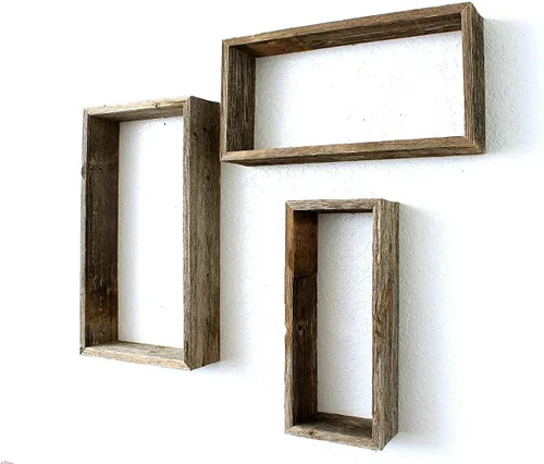 Vista 6 de BarnwoodUSA - Estantería de madera para colgar 100 % madera reciclada Estantes rústicos flotantes rectangulares: hechos para el uso diario. Fácil