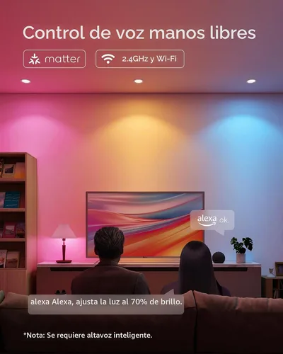 Vista 6 de Matter - Bombillas inteligentes, bombilla que cambia de color, requiere concentrador, A19 60W, WiFi de 2.4 GHz, compatible con Alexa Google