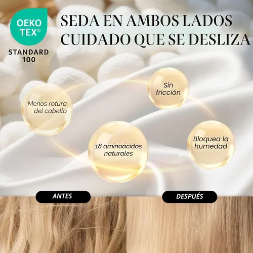 Vista 2 de OLESILK - Gorro de seda para dormir para mujeres: 100% seda de morera de 22 momme, ajuste ajustable para el cuidado del cabello nocturno, sin Negro