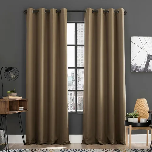 Vista 23 de Sun Zero Soho - Juego de 2 paneles de cortinas opacas de eficiencia energética con ojales, 54 x 63 pulgadas, color blanco paloma Oyster White