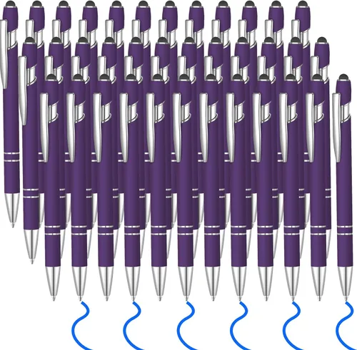 Vista 13 de 36 bolígrafos de tinta azul con lápiz capacitivo 2 en 1 para pantallas táctiles, colegio, oficina, compañeros de trabajo (negro)