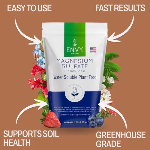 Vista 2 de ENVY Alimento orgánico para plantas de sulfato de magnesio - Sales de Epsom solubles en agua Fertilizante para rosas, flores, arbustos, verduras
