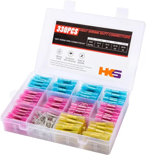 Vista 6 de HKS Herramienta de crimpado para conectores termorretráctiles con pelador 3 en 1 y 280 piezas de conectores termorretráctiles impermeables de grado