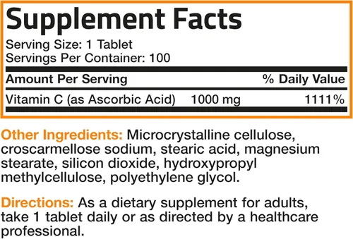 Vista 9 de Vitamina C Bronson Vitamins, pastillas de 0,035 oz premium sin OMG, ácido ascórbico, 1