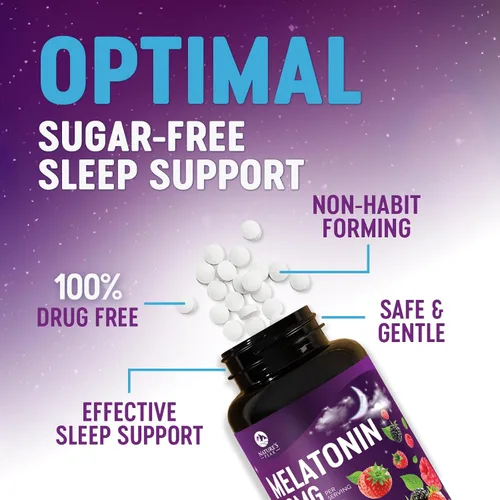 Vista 5 de Suplementos de apoyo para dormir de melatonina – Melatonina de disolución rápida de 10 mg por porción para adultos – Tabletas de melatonina