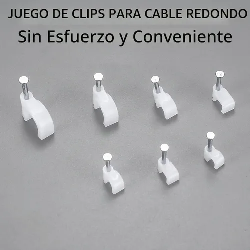 Vista 4 de 700 clips de cable con clavos de acero, clips de gestión de cables de cable, cable Ethernet blanco/cable coaxial/soporte de cable de cable, clips