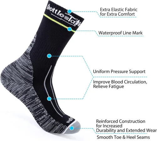 Vista 5 de BOTTLESTALK AFFORDABLE SUSTAINABILITY Calcetines impermeables, perfectos para deportes, escalada, esquí, kayak, pesca, senderismo