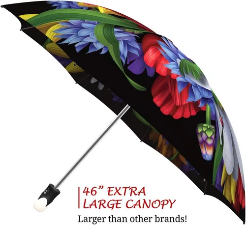 Vista 3 de Paraguas de amapolas rojas para mujer Brand Fancy Brolly Auto Open Close Paraguas elegante floral de moda Paraguas compacto automático hermoso