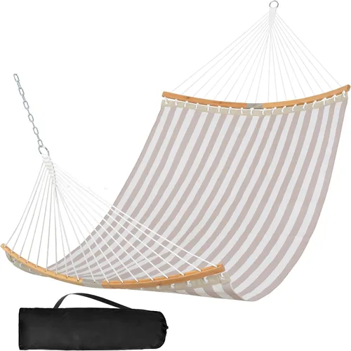 Vista 10 de SUNCREAT Hamacas para exteriores con barra separadora, hamaca portátil junto a la piscina para exteriores con bolsa de transporte, color café