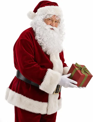 Vista 2 de Potalay Traje de Santa Claus de lujo para hombre, 11 piezas. Disfraz de Papá Noel para adultos