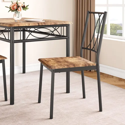 Vista 2 de Garvee Juego de mesa de comedor de madera de 5 piezas para 4, juego de mesa de cocina rectangular con 4 sillas, juego de mesa de comedor que ahorra