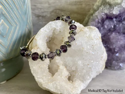 Vista 62 de Pulsera elástica de alerta médica, pulsera de identificación médica de repuesto intercambiable, etiqueta de identificación no incluida, cristales