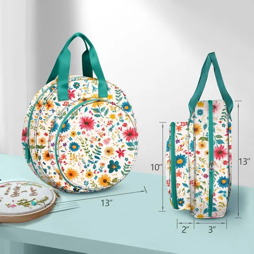Vista 6 de FINPAC Bolsa para Proyectos de Bordado, Almacenamiento de Suministros de Bordado Bolsa de Transporte con Múltiples Bolsillos para Hilo de Bordar