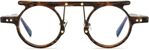 Vista 4 de HEPIDEM Marco de gafas de acetato para hombre, gafas redondas retro para mujer, gafas ópticas