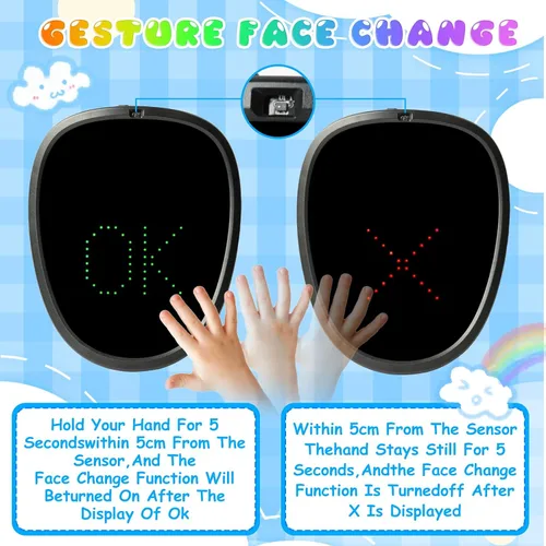 Vista 17 de Ompusos LED Mask with Gesture Sensing, Light-Up Transforming Face Cover for Halloween, Christmas, Cosplay & Birthday Parties