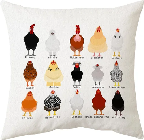 Vista 6 de Sidhua Funda de almohada con temática de pollo de granja para el hogar, funda de almohada con diseño de Just A Girl Who Loves Chickens, 18 x 18