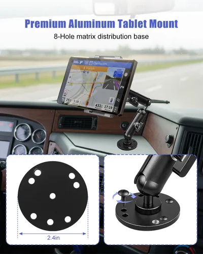 Vista 2 de Soporte de tableta de base de taladro, soporte de aleación industrial para camión, coche, escritorio, barco Brazo largo ajustable de 360°