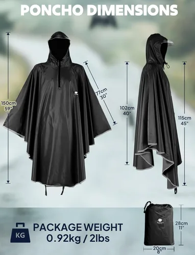 Vista 2 de ANYOO Poncho de lluvia impermeable para bicicleta, capas de lluvia, ligeras, compactas, reutilizables, para adultos