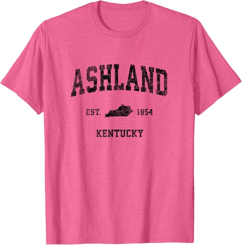 Vista 42 de Ashland Kentucky KY Vintage Sports Design Camiseta de impresión negra Asfalto