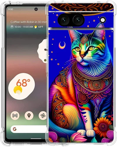 Vista 25 de Funda para Google Pixel 7a, diseño de mariposas azules, rosas, protección contra caídas, a prueba de golpes, TPU de cuerpo completo, resistente a