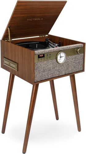 Vista 16 de Victrola Century 6-en-1 Reproductor de discos de vinilo y centro de música – Tocadiscos de 3 velocidades, reproductor de CD y cassette, VINYLSTREAM