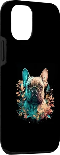 Vista 3 de iPhone 15 Bulldog francés Lindo perro hermoso flores niña Frenchie caso