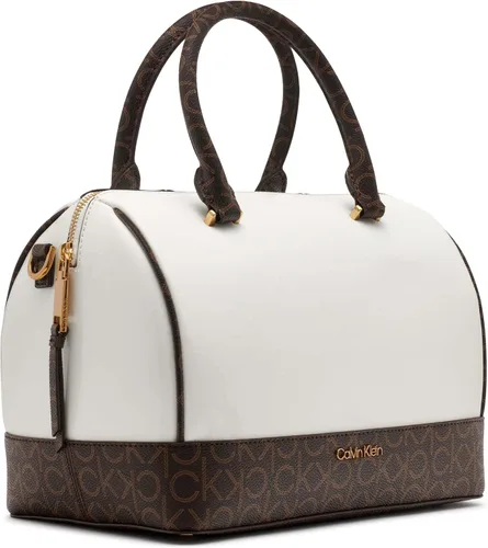 Vista 5 de Calvin Klein Ashley Barrel Satchel cuadros negroblanco