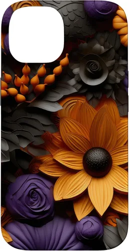 Vista 4 de iPhone 16 Halloween Flores Otoño Calabazas Caso