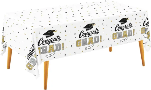 Vista 16 de Gatherfun Decoraciones de graduación, mantel de graduación Gongrats para suministros de fiesta de graduación, 3 manteles de clase de 2026, 54 x 108