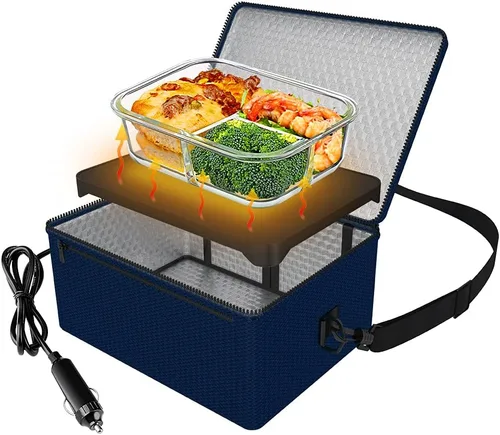 Vista 10 de Horno portátil, calentador de alimentos para automóvil de 12 V, portátil, mini horno personal, lonchera eléctrica con calefacción para comidas