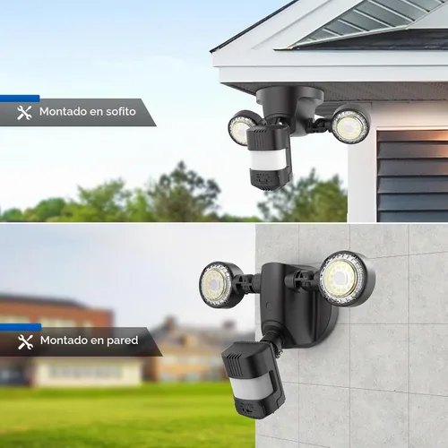 Vista 6 de Luces de seguridad al aire libre con sensor de movimiento SANSI 25W 3000LM 5000K Daylight, Dusk to Dawn, 320° Angle Eave Mount Super Bright for