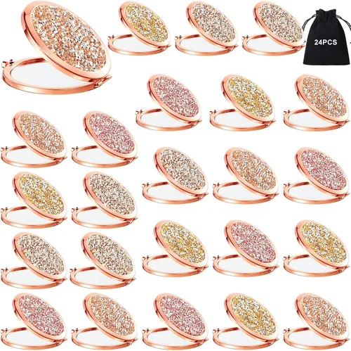Vista 13 de Cindeer 12 Piezas Espejo Compacto Pequeño Plegable Espejo de Bolsillo Redondo de Maquillaje de Mano Espejo Cosmético de Aumento con Rincón