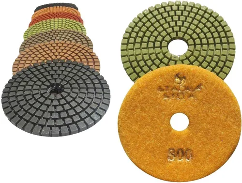 Vista 16 de Grit 50 4" Diamond Pulir Pads Premium Grado Mojado Flexible 3 MM Alto