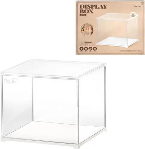 Vista 11 de Rolife Vitrina acrílica para coleccionables, escaparate de protección a prueba de polvo con base blanca con puerta para juguetes de peluche, rincón
