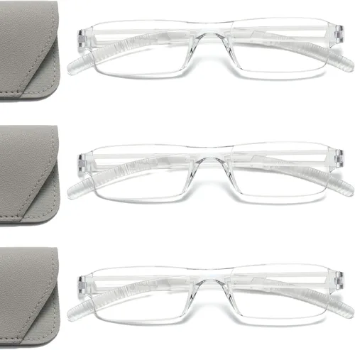 Vista 7 de Viseng Gafas de lectura y gafas de sol 3 en 1 con luz azul, lectores ultraligeros sin montura para hombres y mujeres, visión HD para interiores