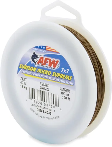 Vista 17 de American Fishing Wire Surflon Micro Supreme Nylon recubierto 7x7 de acero inoxidable, líder en alambres anudables para pesca en agua salada, pesca