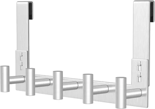 Vista 20 de HUFEEOH Paquete de 1 soporte negro para puerta con 4 ganchos en T