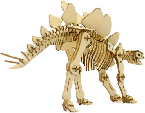 Vista 9 de Rompecabezas 3D de dinosaurio de madera Stegosaurus - Divertidos kits de manualidades de madera para manualidades, regalo ideal para cumpleaños