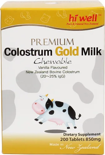 Vista 7 de Hi Well Premium - Leche de calostro bovino de Nueva Zelanda 200 comprimidos masticables de inmunoglobulina G (Igg) 20 ~ 25% (paquete de 3)
