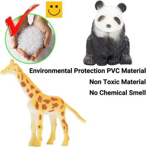 Vista 5 de Kimicare Figuras de animales, 52 piezas pequeñas pequeñas realistas de safari zoológico de plástico figuras de animales educativos de aprendizaje