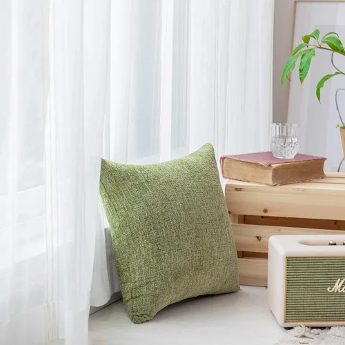 Vista 3 de Home Brilliant - Funda decorativa para cojín, diseño afelpado de terciopelo de felpilla a rayas, 1 pieza Verde Fresco