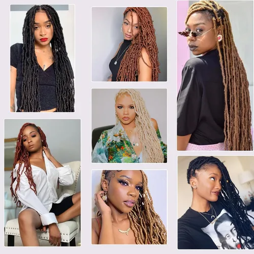 Vista 6 de Extensiones de pelo sintético, estilo diosa, rizado, ondulado, trenzas, pre-rizado, suave, para mujeres